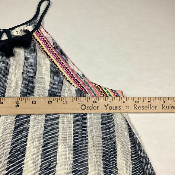 THML Womens Embroidered Shirt Striped Sleeveless Casual Relaxed Fit Top Small - Picture 8 of 11
